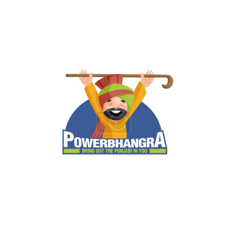 Téléchargez les illustrations : Power bhangra faire ressortir le Punjabi en vous modèle de logo de mascotte vectorielle. - en licence libre de droit