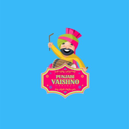 Illustration for Punjabi vaishno dhaba vector mascot logo template. - Royalty Free Image