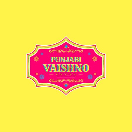 Illustration for Punjabi vaishno dhaba vector mascot logo template. - Royalty Free Image