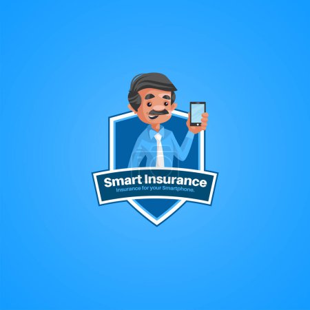 Illustration for Smart insurance for your smartphone vector mascot logo template. - Royalty Free Image