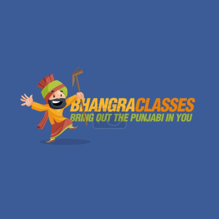 Téléchargez les illustrations : Les cours de Bhangra font ressortir le modèle de logo de mascotte vectorielle Punjabi en vous. - en licence libre de droit