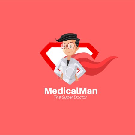 Illustration for Medical man the super doctor vector mascot logo template. - Royalty Free Image