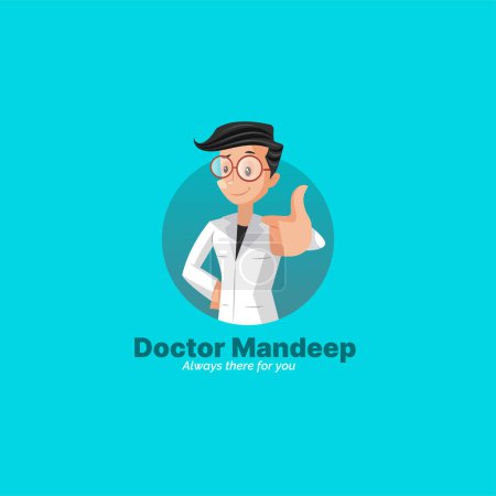 Illustration for Doctor mandeep always there for you vector mascot logo template. - Royalty Free Image