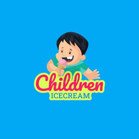 Illustration for Children ice cream vector mascot logo template. - Royalty Free Image