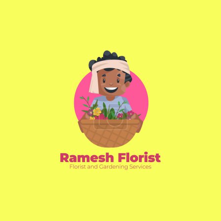 Illustration for Florist and gardening services vector mascot logo template. - Royalty Free Image