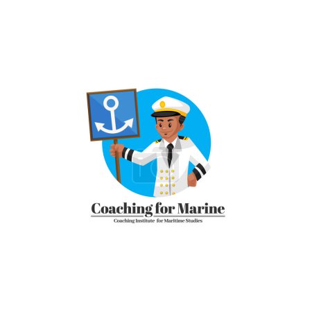 Ilustración de Coaching para la plantilla de logotipo de la mascota vector marino. - Imagen libre de derechos