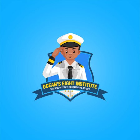 Illustration for Ocean's eight institute vector mascot logo template. - Royalty Free Image