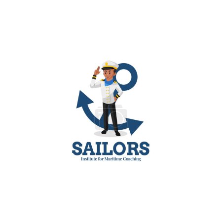 Téléchargez les illustrations : Modèle de logo de mascotte de vecteur de coaching maritime Institut des marins. - en licence libre de droit