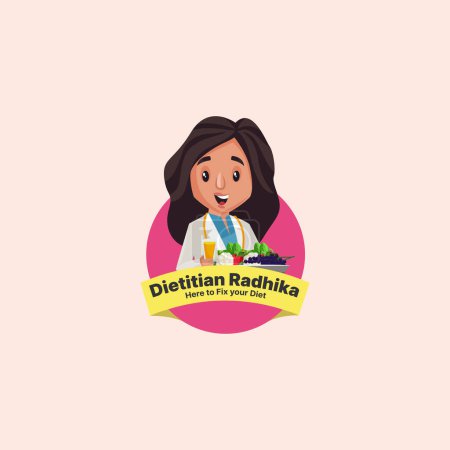 Téléchargez les illustrations : Radhika diététiste ici pour fixer votre modèle de logo de mascotte de vecteur de régime. - en licence libre de droit