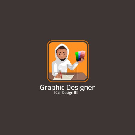 Illustration for Graphic designer i can design it vector mascot logo template. - Royalty Free Image