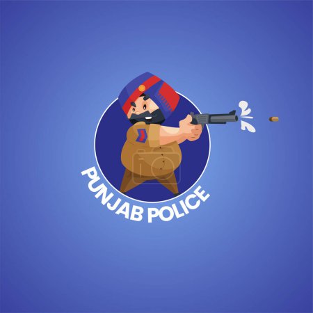 Ilustración de Punjab policía vector mascota logotipo plantilla. - Imagen libre de derechos