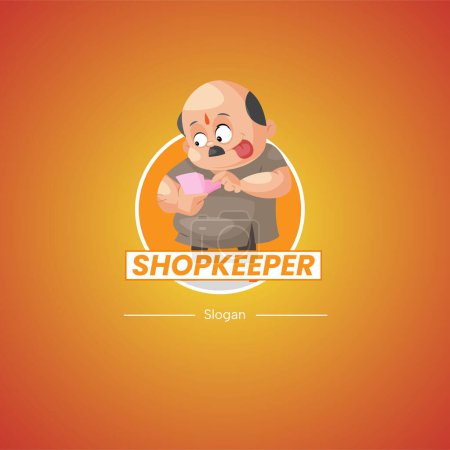 Illustration for Shopkeeper vector mascot logo template. - Royalty Free Image