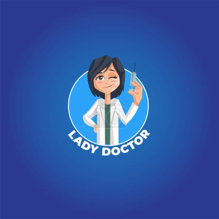Ilustración de Lady doctor vector mascota logotipo plantilla. - Imagen libre de derechos