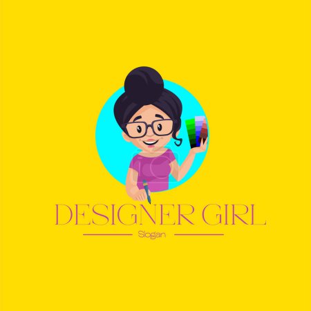 Illustration for Designer girl vector mascot logo template. - Royalty Free Image