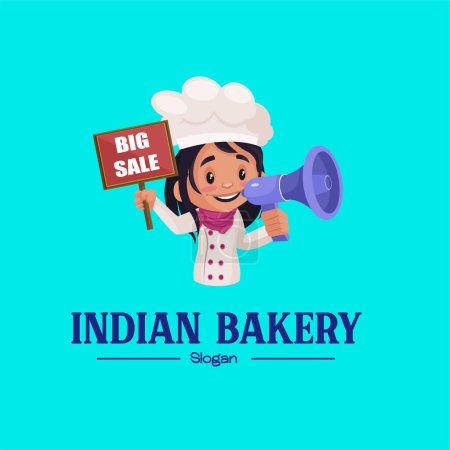 Illustration for Indian bakery vector mascot logo template. - Royalty Free Image