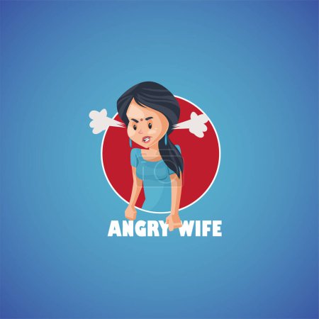 Ilustración de Esposa enojada vector mascota logotipo plantilla. - Imagen libre de derechos