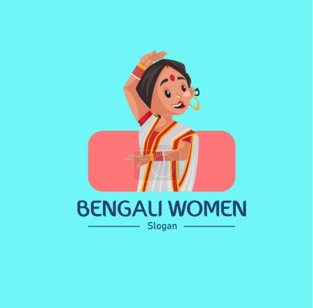 Téléchargez les illustrations : Modèle de logo de mascotte vectorielle femme bengali. - en licence libre de droit