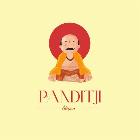 Téléchargez les illustrations : Modèle de logo de mascotte Pandit ji vecteur. - en licence libre de droit