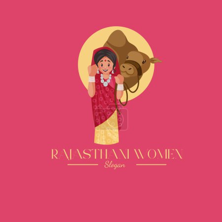 Illustration for Rajasthani women vector mascot logo template. - Royalty Free Image
