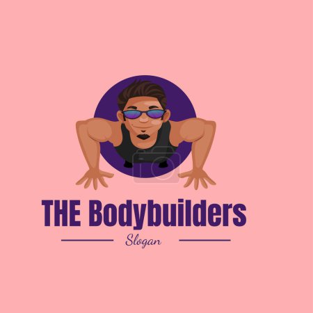 Illustration for The bodybuilders vector mascot logo template. - Royalty Free Image