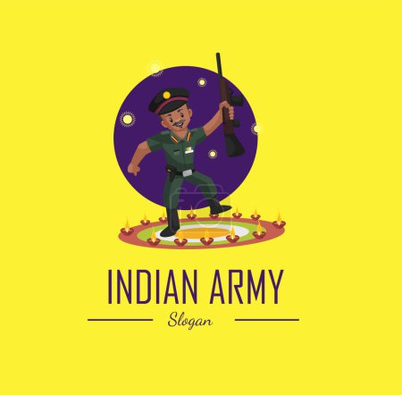 Téléchargez les illustrations : Modèle de logo de mascotte vecteur de l'armée indienne. - en licence libre de droit
