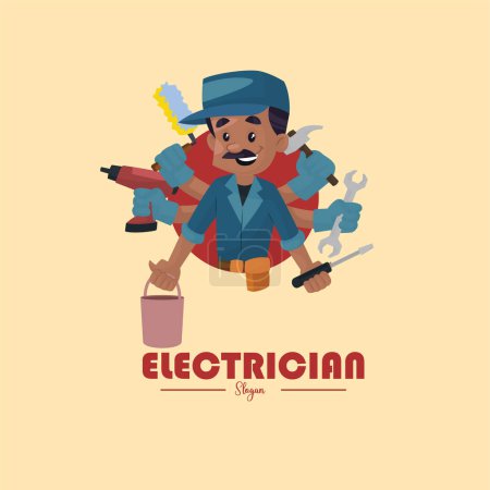 Illustration for Electrician vector mascot logo template. - Royalty Free Image