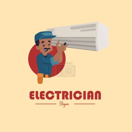 Téléchargez les illustrations : Modèle de logo de mascotte vectoriel électricien. - en licence libre de droit