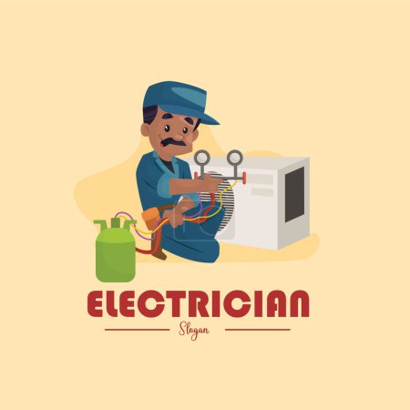 Ilustración de Plantilla de logotipo de mascota de vector electricista. - Imagen libre de derechos