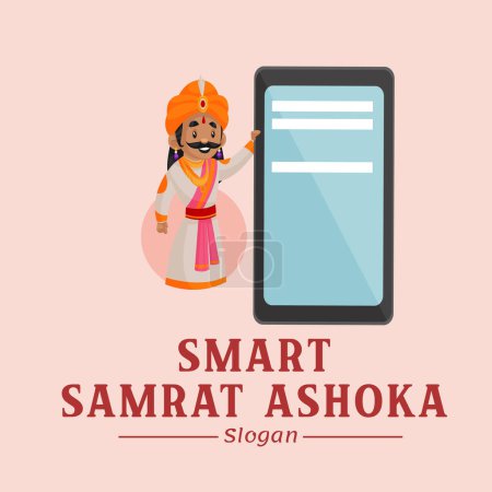 Ilustración de Samrat inteligente Ashoka vector mascota logotipo plantilla. - Imagen libre de derechos