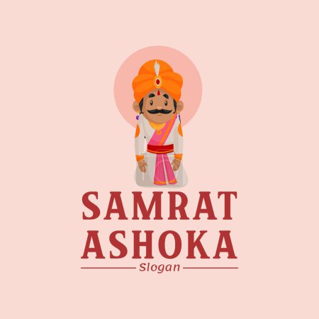 Téléchargez les illustrations : Modèle de logo de mascotte vectoriel Samrat Ashoka. - en licence libre de droit