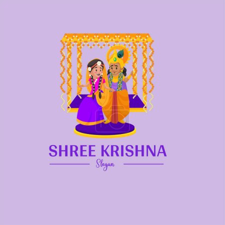 Ilustración de Plantilla del logotipo de la mascota del vector Shree Krishna. - Imagen libre de derechos