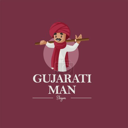 Gujarati hombre vector mascota logotipo plantilla. 