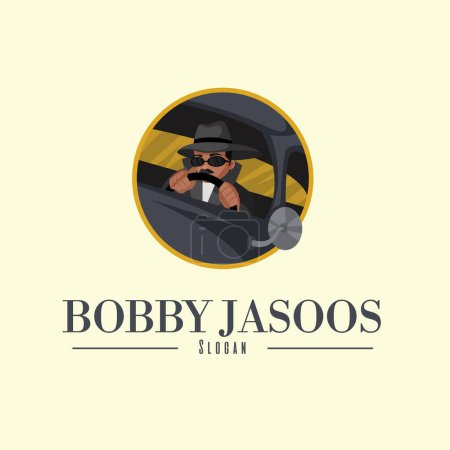 Illustration for Bobby jasoos vector mascot logo template. - Royalty Free Image