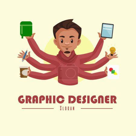 Ilustración de Diseñador gráfico vector mascota logotipo plantilla. - Imagen libre de derechos