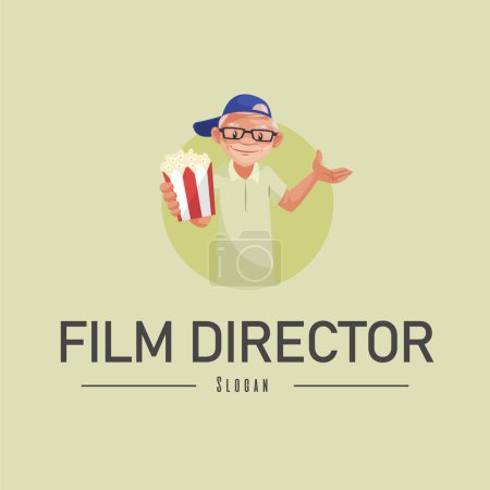 Téléchargez les illustrations : Modèle de logo de mascotte vectorielle de réalisateur de film. - en licence libre de droit