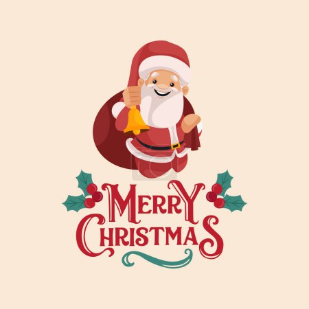 Illustration for Merry Christmas vector mascot logo template. - Royalty Free Image