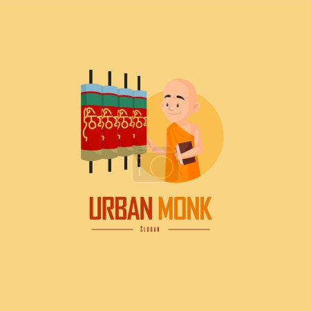 Illustration for Urban monk vector mascot logo template. - Royalty Free Image