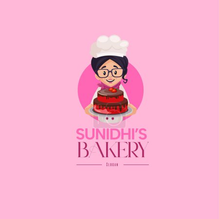 Illustration for Sunidhi's bakery vector mascot logo template. - Royalty Free Image