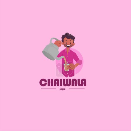 Illustration for Chaiwala vector mascot logo template. - Royalty Free Image