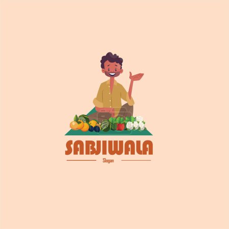 Illustration for Sabjiwala vector mascot logo template. - Royalty Free Image