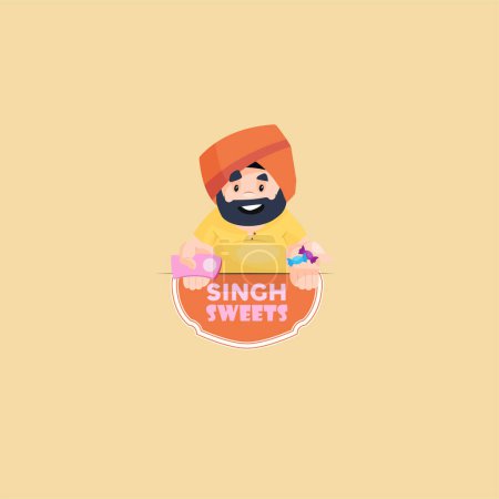 Illustration for Singh sweets vector mascot logo template. - Royalty Free Image
