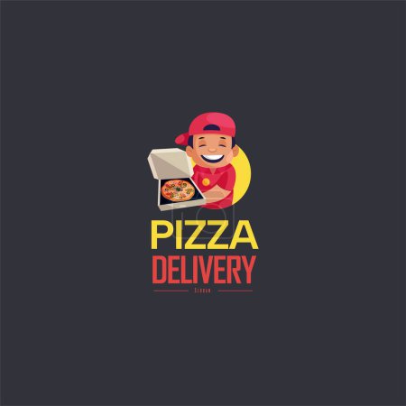 Illustration for Pizza delivery vector mascot logo template. - Royalty Free Image