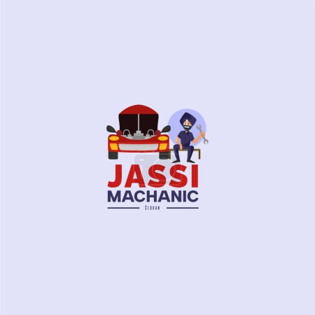 Téléchargez les illustrations : Modèle de logo de mascotte vecteur machanique Jassi. - en licence libre de droit