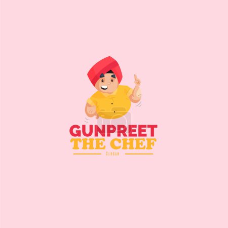 Illustration for Gunpreet the chef vector mascot logo template. - Royalty Free Image