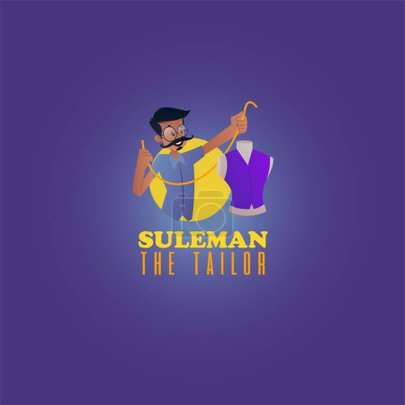 Illustration for Suleman the tailor vector mascot logo template. - Royalty Free Image