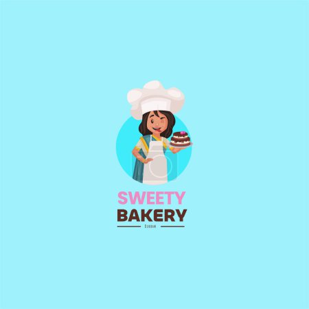 Ilustración de Sweety panadería vector mascota logotipo plantilla. - Imagen libre de derechos