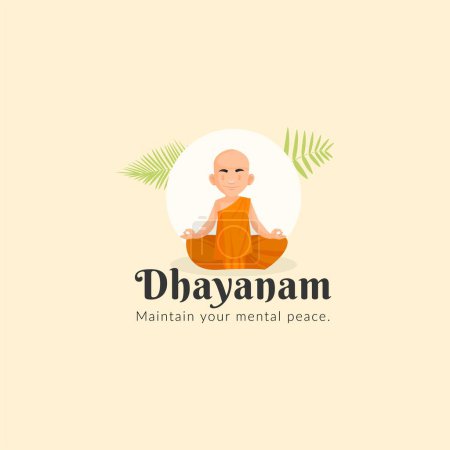 Illustration for Dhayanam maintain your mental peace vector mascot logo template. - Royalty Free Image