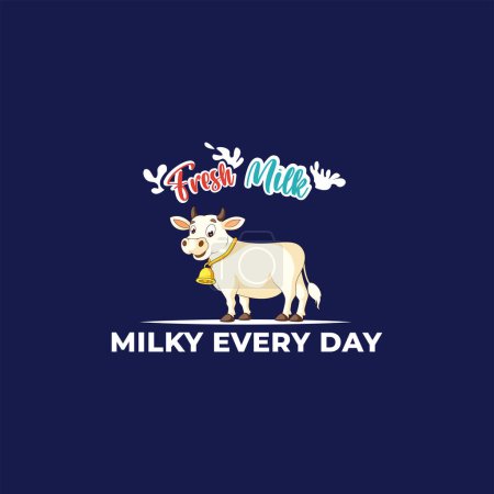 Téléchargez les illustrations : Milky every day fresh milk vector mascot logo template. - en licence libre de droit
