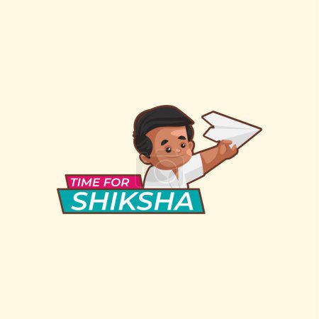 Téléchargez les illustrations : Time for shiksha vector mascot logo template. - en licence libre de droit
