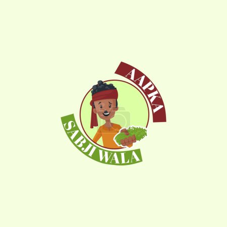 Illustration for Aapka sabjiwala vector mascot logo template. - Royalty Free Image